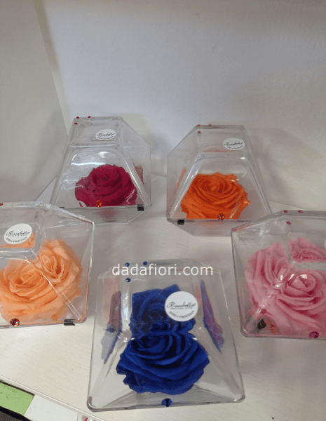 Rosa stabilizzata in vetro grande COLORE NERO